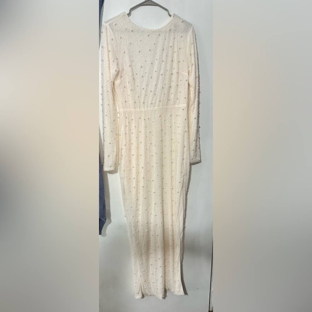 Oh Polly Cream Ruffled Pleated Wedding Gown